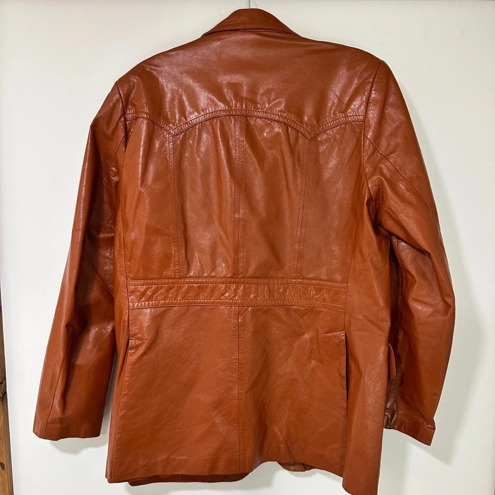 Pierre Fossey Designers Originals Genuine Leather Blazer 42 Brown Vintage Jacket
